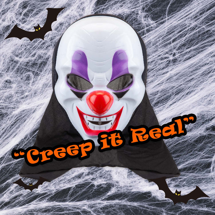 Halloween Clown Mask with Hood Halloween Party, Trick or Treat 46.8cm White