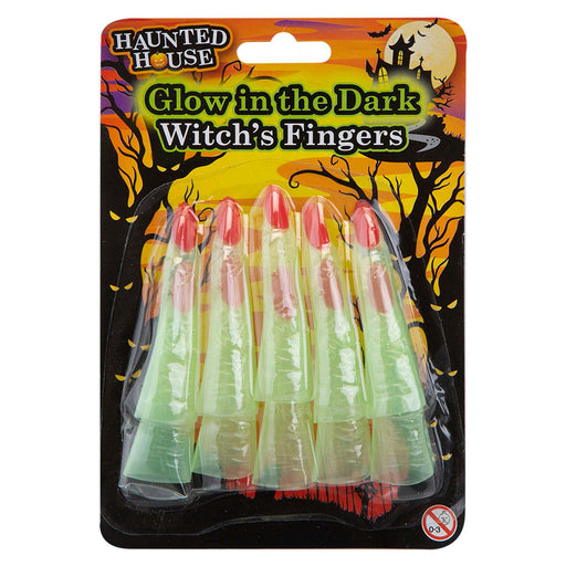 Witch Finger Toppers Glow in the Dark Props Trick or Treat Party 10cm Green