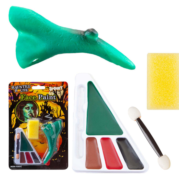 Witch Make Up Kit,Nose,Sponge,Applicator Brush, Palette Set  21.6cm MultiColour