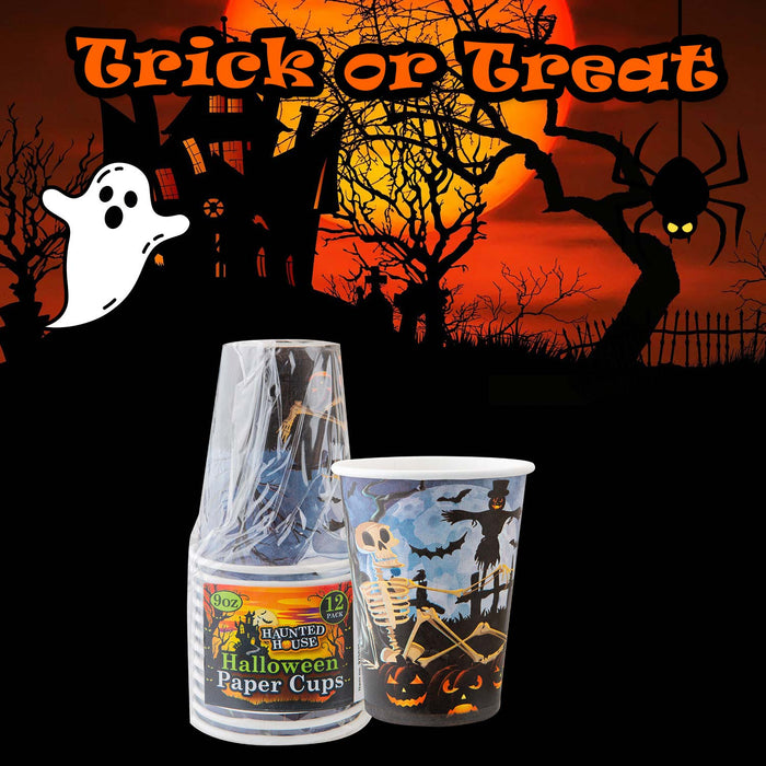 Halloween Paper Cups 9oz 12 Pack Trick or Treat Party 12 Pack MultiColour