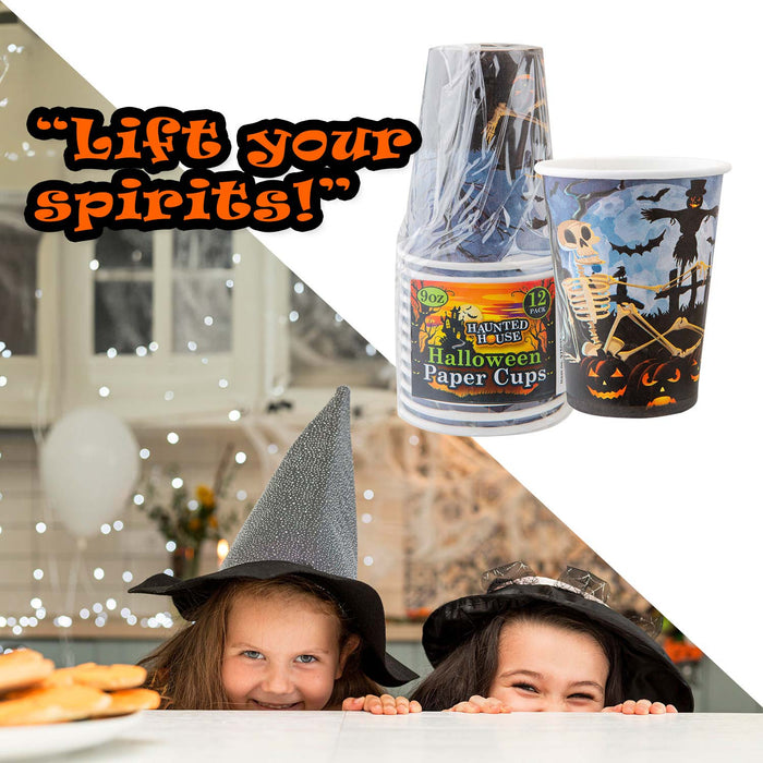 Halloween Paper Cups 9oz 12 Pack Trick or Treat Party 12 Pack MultiColour