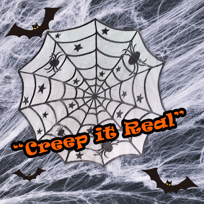 Halloween Tablecloth with Spiders Web Trick or Treat Party 100cm White