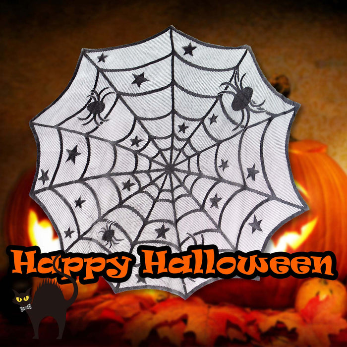 Halloween Tablecloth with Spiders Web Trick or Treat Party 100cm White