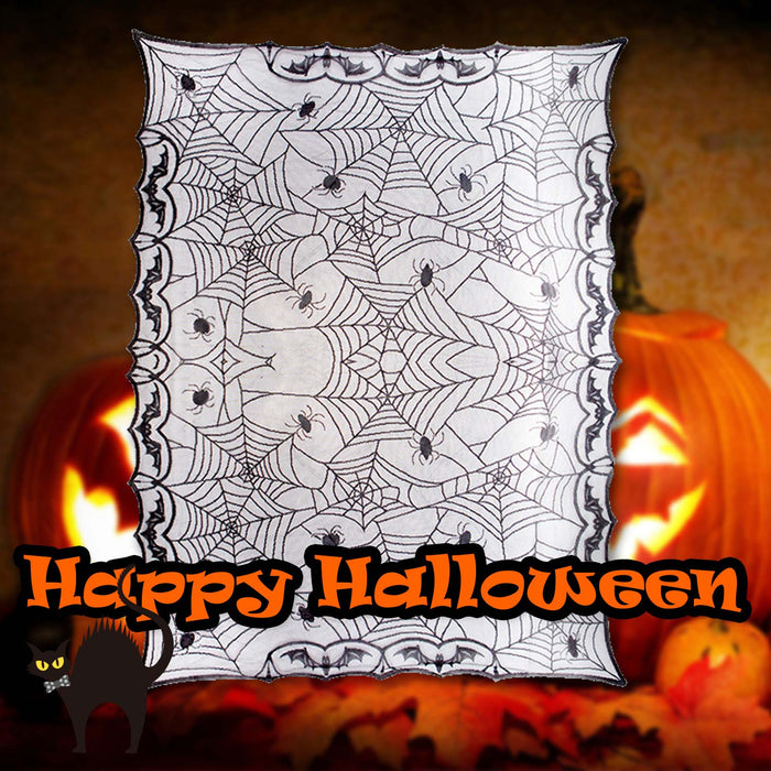 Halloween Tablecloth Spiders Web Rectangle Trick or Treat Party 120 x 160 White