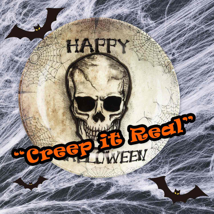 Halloween Skull Bowl Round Dish Party, Trick or Treat White