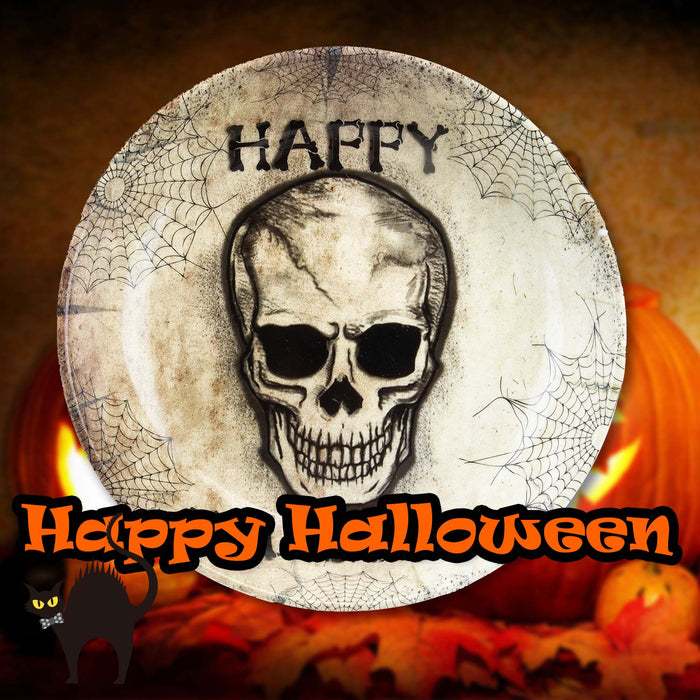 Halloween Skull Bowl Round Dish Party, Trick or Treat White