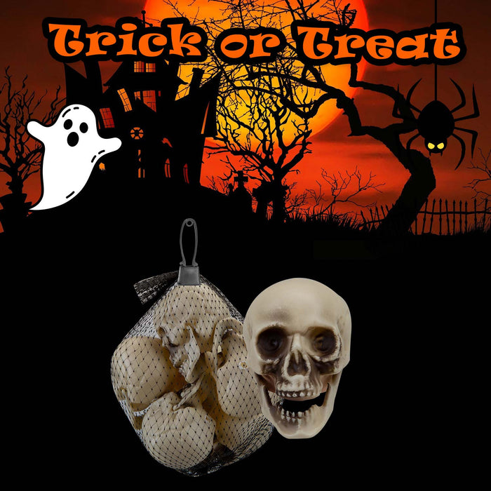 Halloween Skulls Decoration Pack Trick or Treat Party 7cm 5 Pack White
