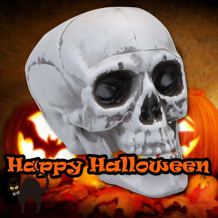 Large Skull Decoration with Moving Jaw Trick or Treat Party 19cm White