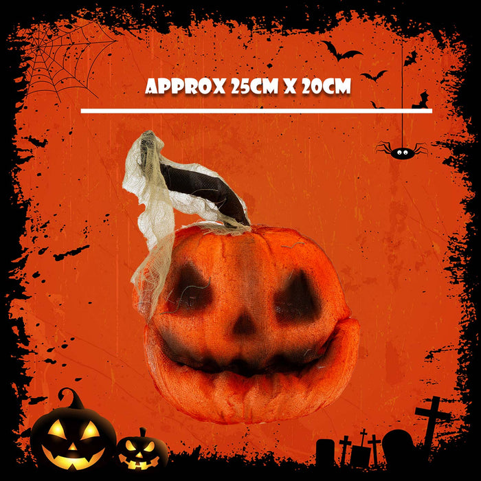 Halloween Laughing Pumpkin Animated Prop Light Up Eyes Moving Head 25cm Orange