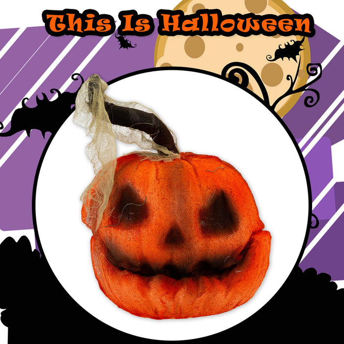 Halloween Laughing Pumpkin Animated Prop Light Up Eyes Moving Head 25cm Orange