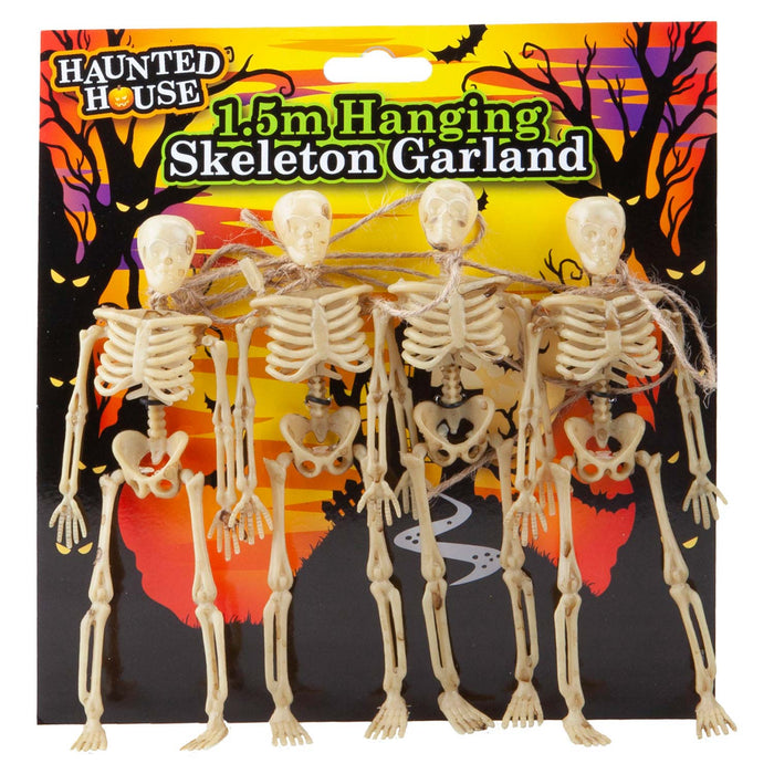 Halloween Hanging Skeletons Decoration Trick or Treat Party Set of 4 White