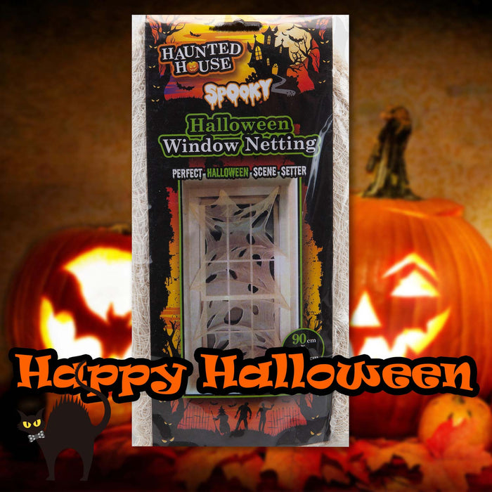 Halloween Window Netting Decoration Trick or Treat Party 365cm x 90cm White