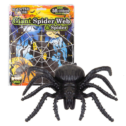 Giant Halloween Spider Web with Spider Decoration Trick or Treat 5ft/154cm White