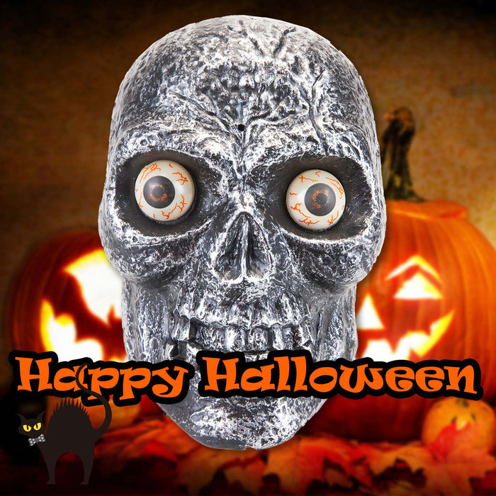 Halloween Skull Sound Activated with Light & Sound Trick or Treat Party Grey