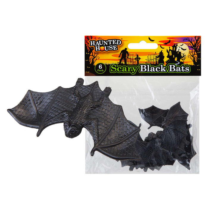 Halloween Black Bats Props and Decorations Trick or Treat Party Pack of 6 Black