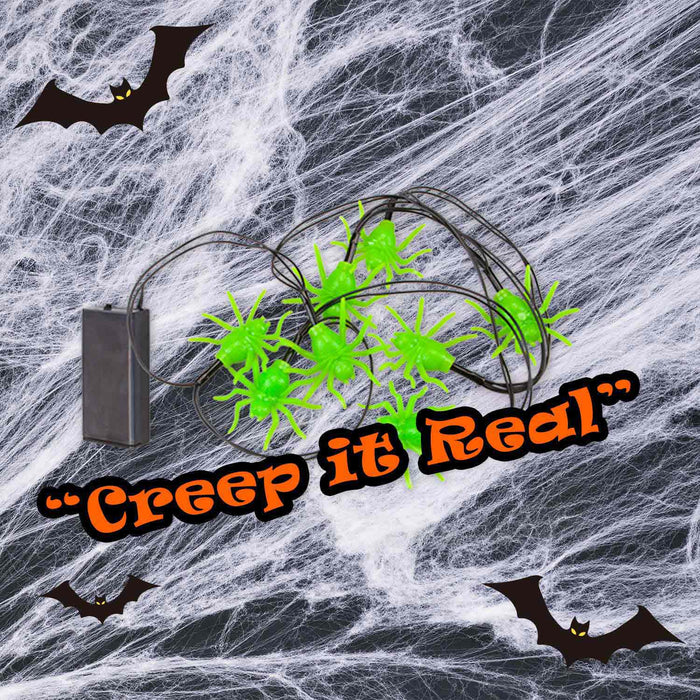 Halloween Spider Lights LED Set of 8 Trick or Treat Party of