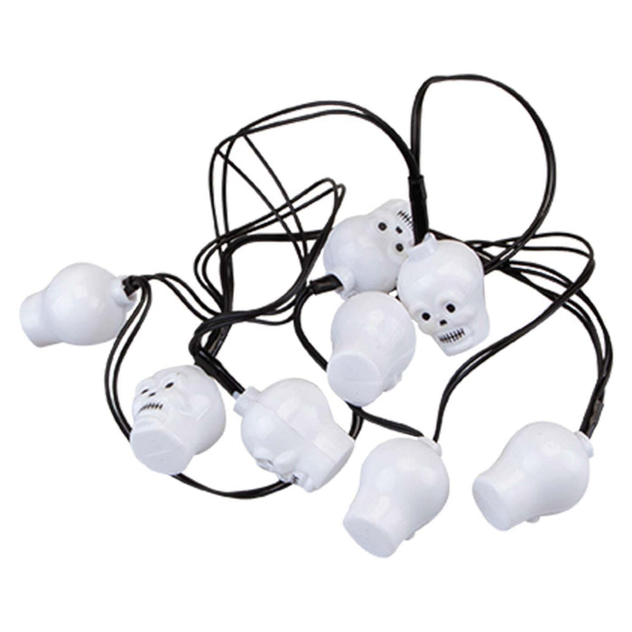 Halloween Skull Lights LED Set of 8 Trick or Treat Party Set of 8 White Skull