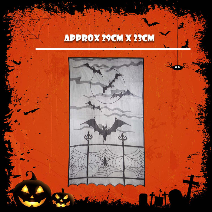 Halloween Door Curtain with Bats Design Trick or Treat Party 213cm x 102cm White