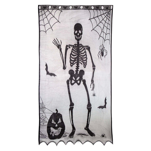 Halloween Door Curtain Skeleton Design Trick or Treat Party 213cm x 102cm White