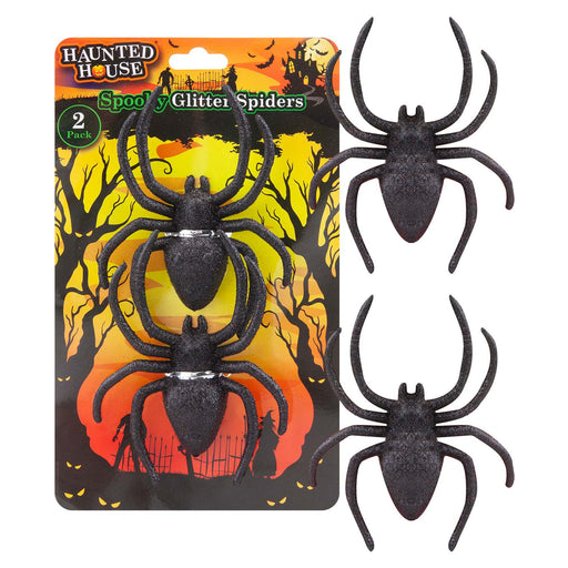 Halloween Spiders Decoration Trick or Treat 14cm x 10cm Black Glitter