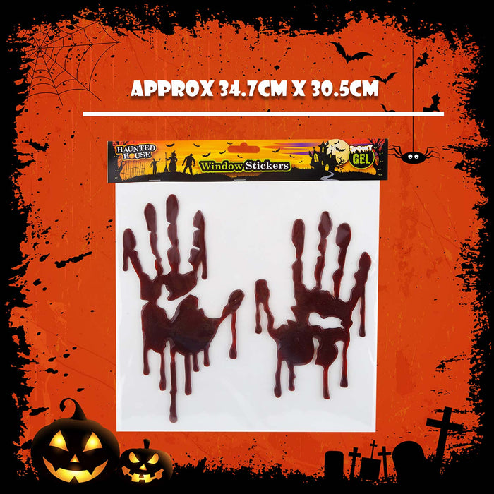 Halloween Window Stickers Blood Handprints Decoration Trick or Treat