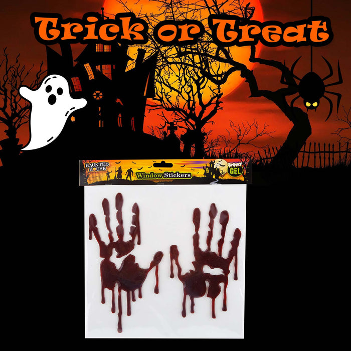 Halloween Window Stickers Blood Handprints Decoration Trick or Treat
