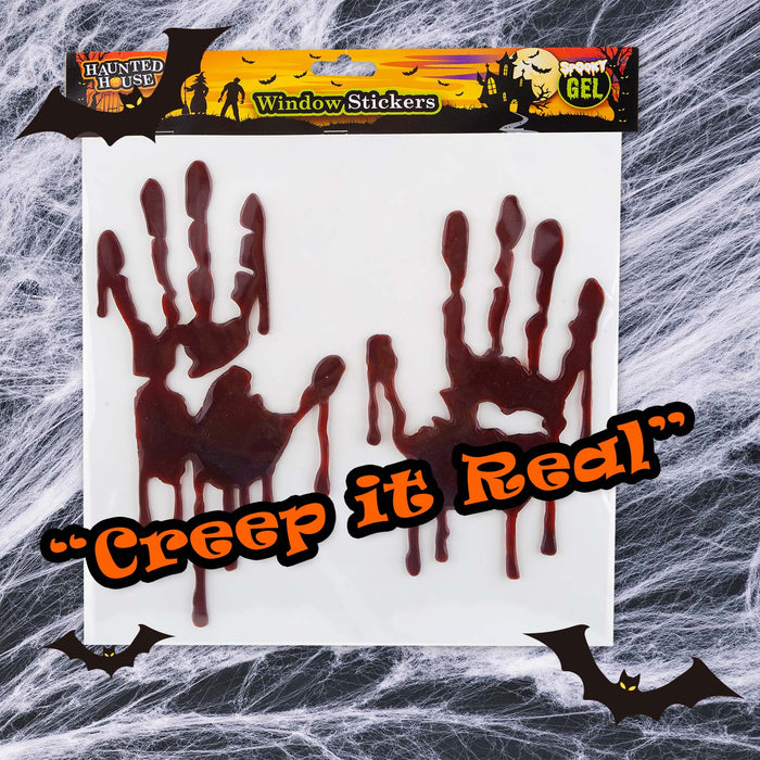 Halloween Window Stickers Blood Handprints Decoration Trick or Treat