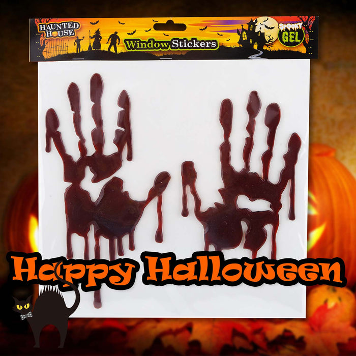 Halloween Window Stickers Blood Handprints Decoration Trick or Treat Party Red