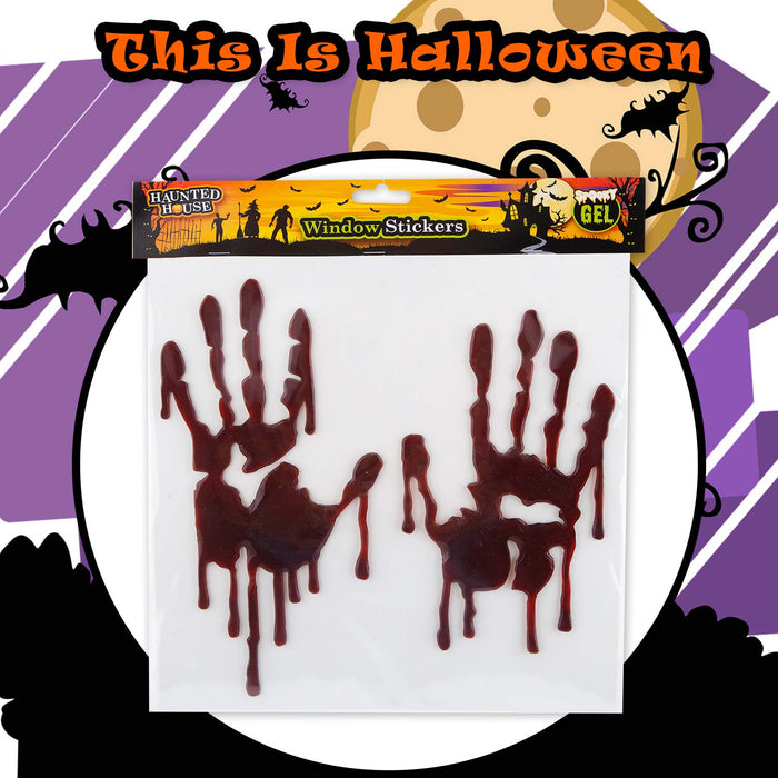 Halloween Window Stickers Blood Handprints Decoration Trick or Treat Party Red