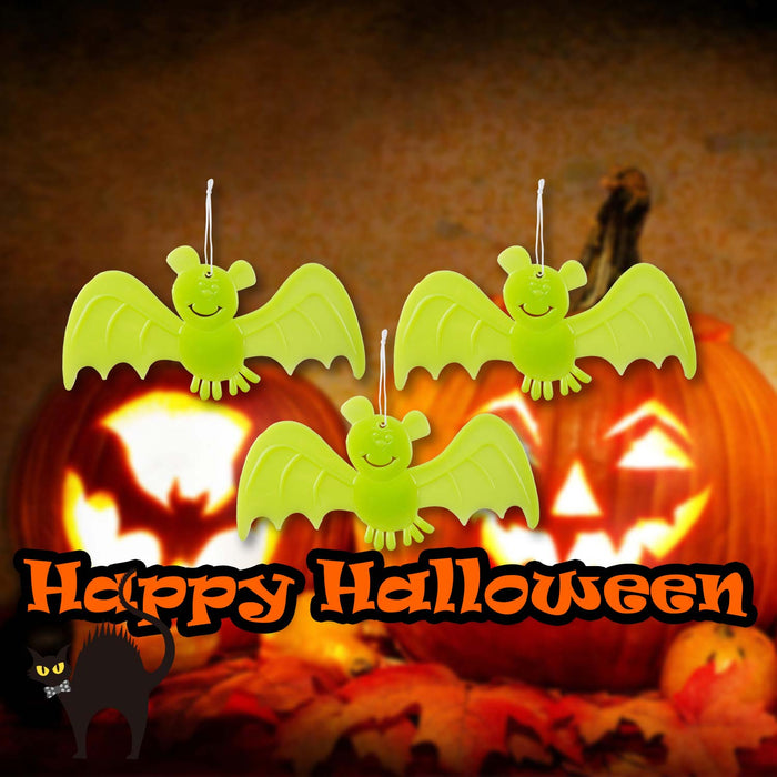 Glow in the Dark Bat Decorations Set of 3 Halloween Party, Trick or Treat  Green