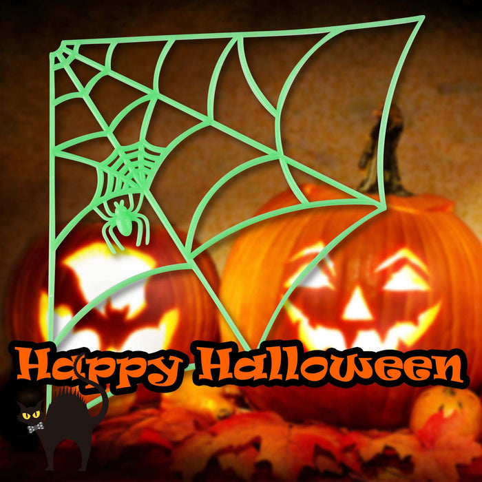 Halloween Spiders Web Large Glow in the Dark Decorations Trick or Treat  Green