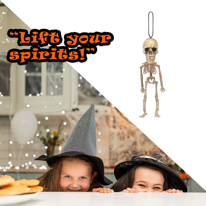 Halloween Skeleton Decoration Big Head, Red LED Eyes Trick or Treat Party White
