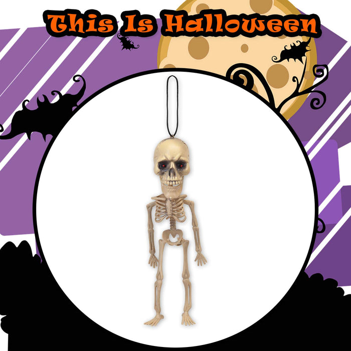 Halloween Skeleton Decoration Big Head, Red LED Eyes Trick or Treat Party White
