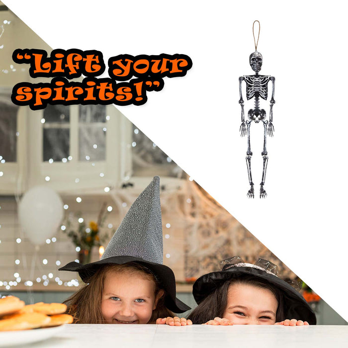Silver Hanging Skeleton Decoration Size: 60cm Trick or Treat Party 60 Silver