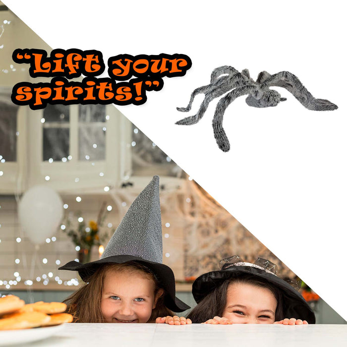 Halloween Animated Spider Light Up Eyes Moving Legs Trick or Treat Party Grey