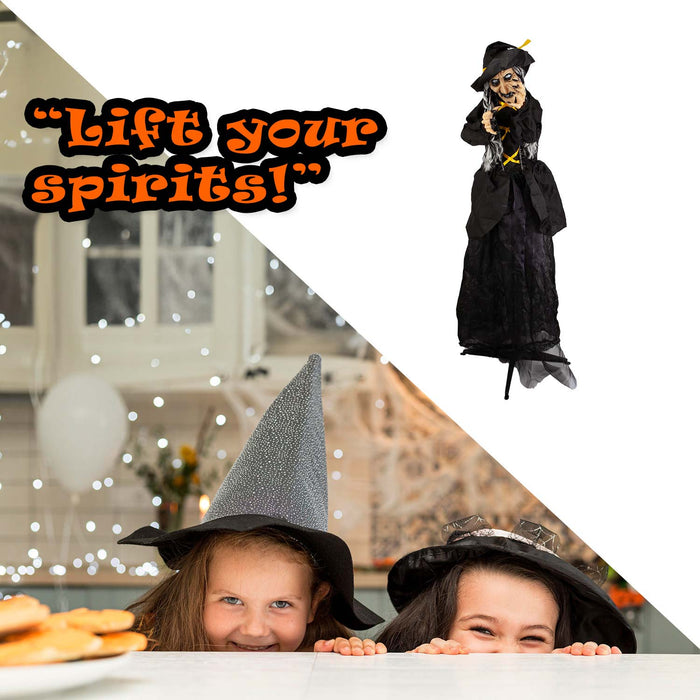Halloween Animated Witch Large Decoration Music Lights Up 67 Inch Black