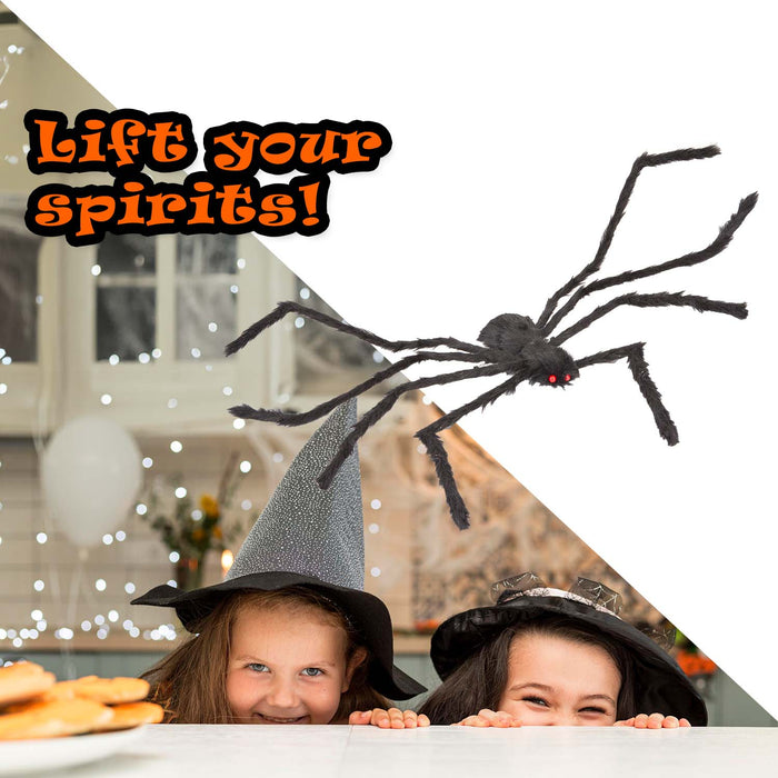 Halloween Giant Fury Spider Decoration | Party Accessories | Black
