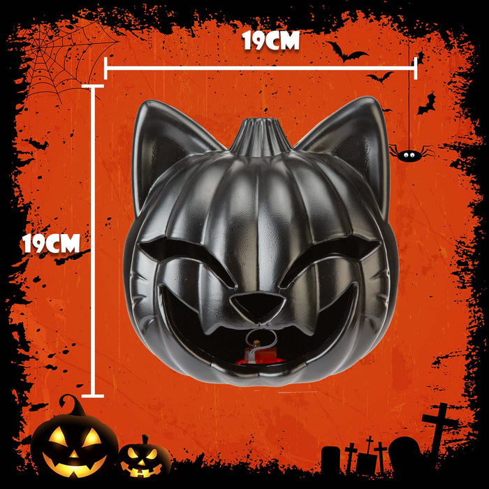 Halloween Black Cat Light Up Pumpkin | Party Accessories | Black