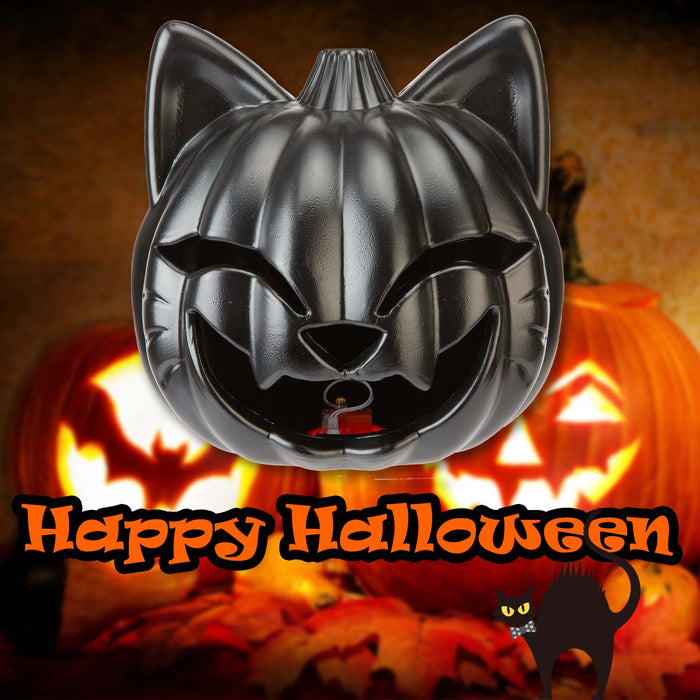Halloween Black Cat Light Up Pumpkin | Party Accessories | Black