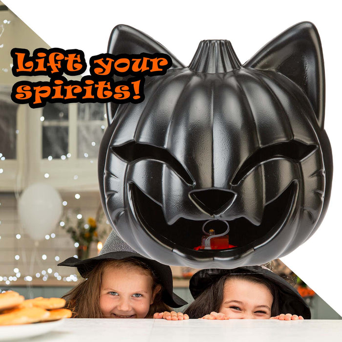 Halloween Black Cat Light Up Pumpkin | Party Accessories | Black