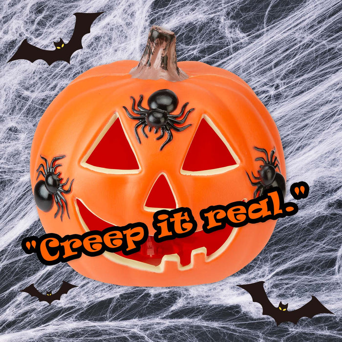 Halloween Light Up Spider Pumpkin | Party Accessories | Orange