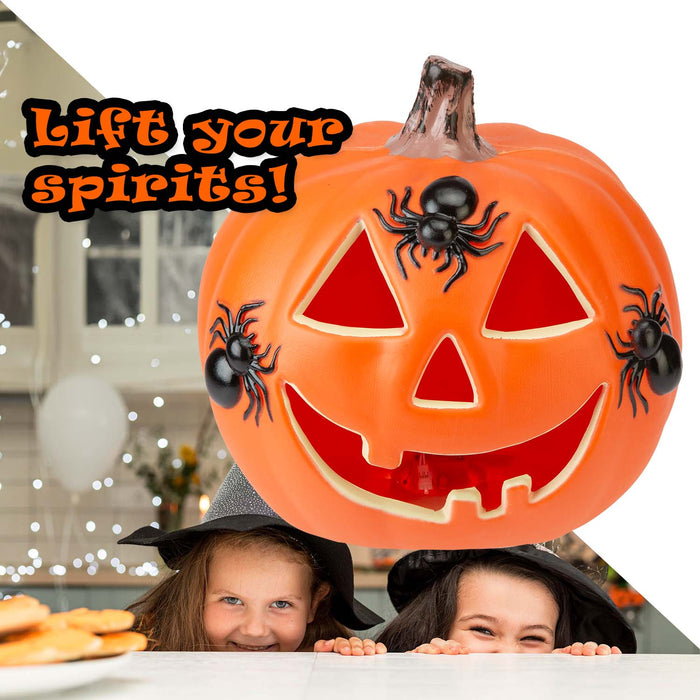 Halloween Light Up Spider Pumpkin | Party Accessories | Orange