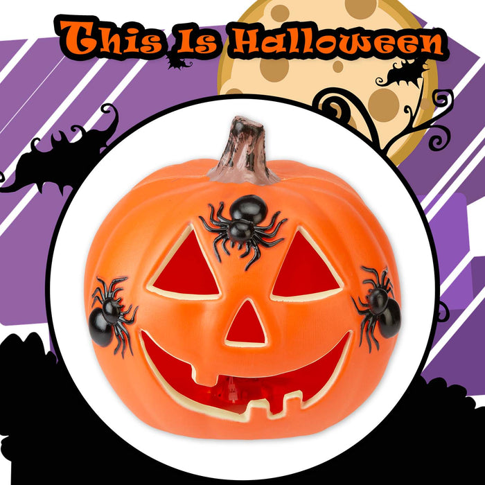 Halloween Light Up Spider Pumpkin | Party Accessories | Orange