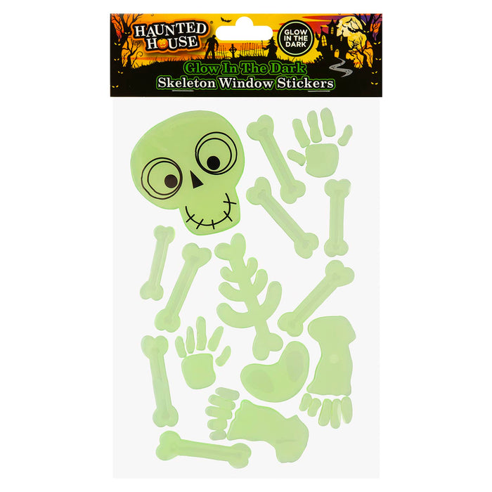 Halloween Glow Skeleton Gel Stickers | Party Accessories | Green