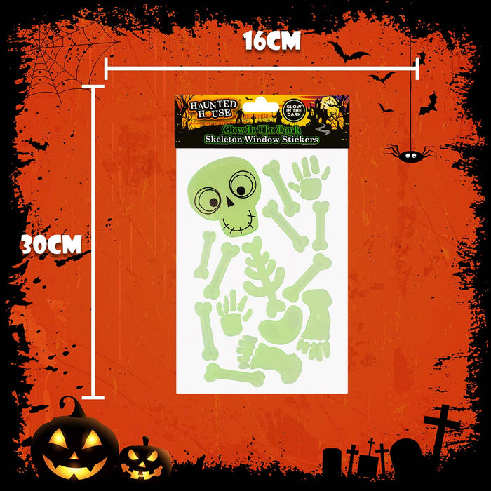 Halloween Glow Skeleton Gel Stickers | Party Accessories | Green