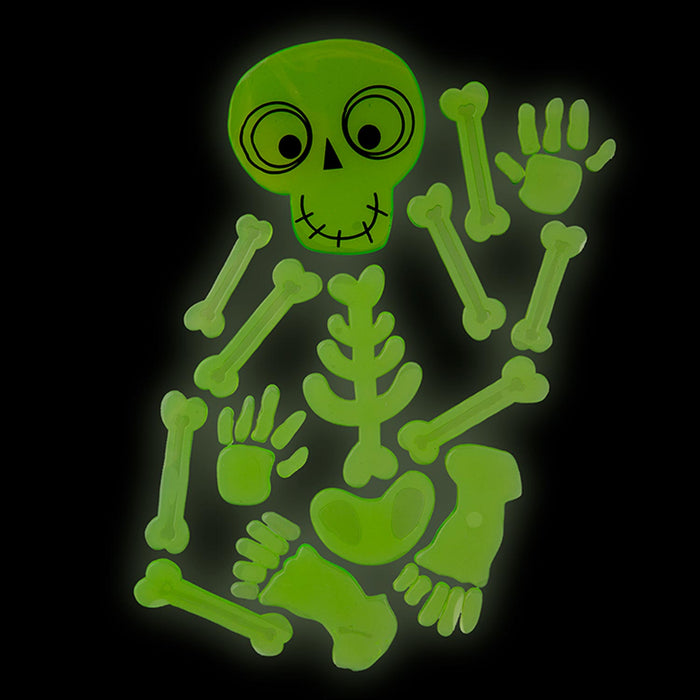 Halloween Glow Skeleton Gel Stickers | Party Accessories | Green