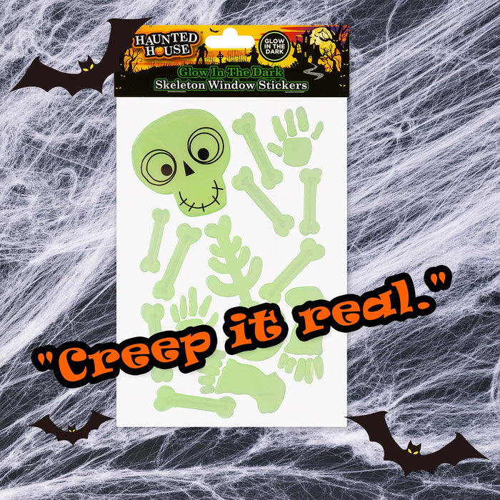 Halloween Glow Skeleton Gel Stickers | Party Accessories | Green