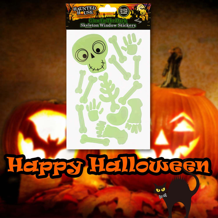 Halloween Glow Skeleton Gel Stickers | Party Accessories | Green