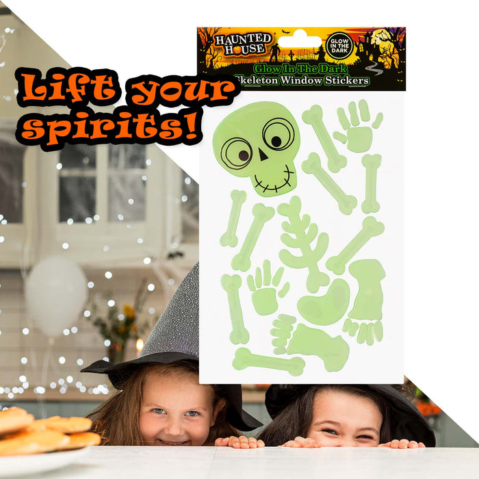 Halloween Glow Skeleton Gel Stickers | Party Accessories | Green