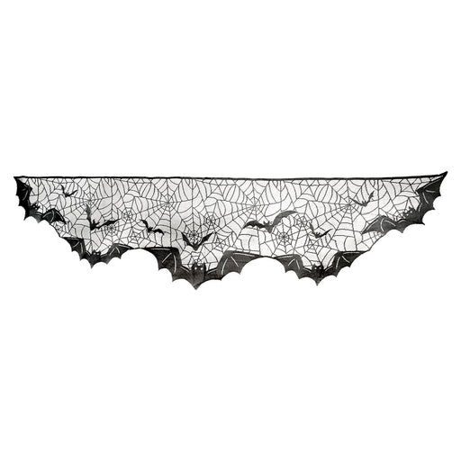 Halloween Bat Cobweb Mantel Piece Runner | Party Accessories | Black